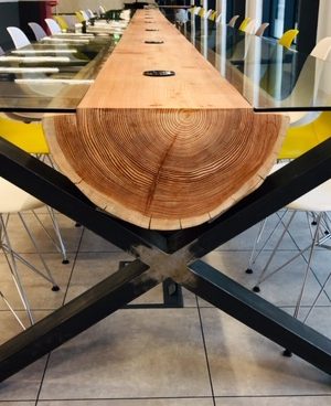 10.2m long single log table made for Bosch uk for their Old street office.